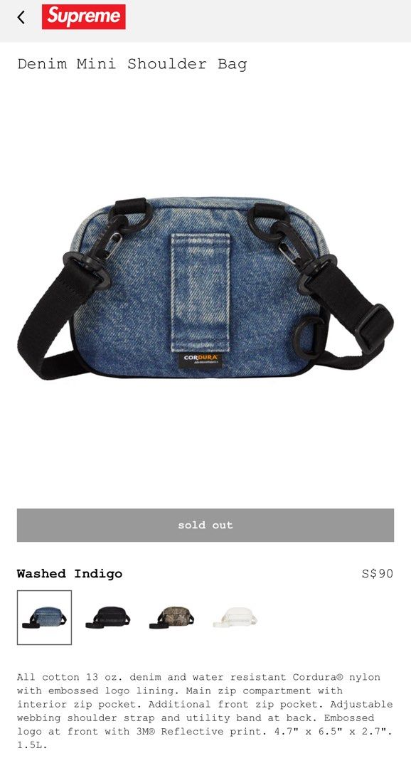 バッグ Supreme Denim Mini Shoulder Bag Indigo Supreme Denim Mini Utility Bag Washed Indigo - FW25 - US