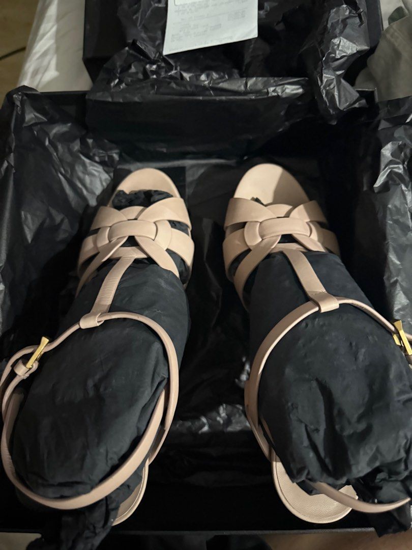 YSL Tribute Co 75 Sandal - Nude (Category: Heels) located in Quezon City. Submitted by lalinis (Listing ID 1391294174, Image 1). Description: For Sale - YSL Tribute Co 75 Sandal Size: 41 (Fits size 9 US) Selling low, retail price now is 65k-72k With original receipt.