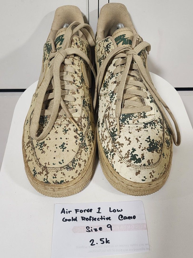 Air Force 1 Low Gold Reflective Camo (Category: Sneakers) located in Pasig City. Submitted by sroque (Listing ID 1391461369, Image 1). Description: .