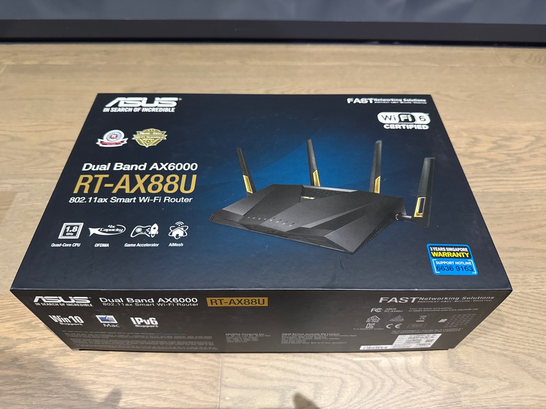 ASUS RT-AX88U Dual Band AX6000 Smart Wi-Fi 6 Router, Computers & Tech ...