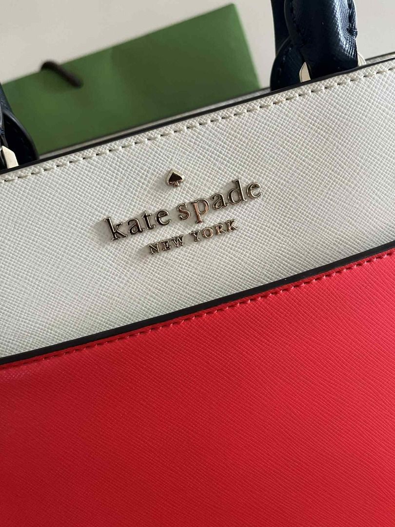 Authentic Kate Spade Saffiano Leather Satchel Bag (Category: Luxury Bags & Wallets) located in Rizal. Submitted by jobeee_ph (Listing ID 1391417420, Image 2). Description: Authentic or your money back. Brand New Condition 9.5/10 Only used twice or three times max, so im letting go since I don't reach for this often. Kate Spade Satchel Bag MEDIUM Style: Staci Colorblock Retails for P10k Crafted from durable Saffiano leather, this structured satche