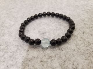 黑瑪瑙配藍色珠子手鏈64238420331267110