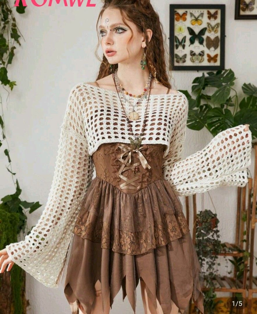 Bohemian Fairy Dress with Crochet Top, Women's Fashion, Dresses & Sets,  Dresses on Carousell