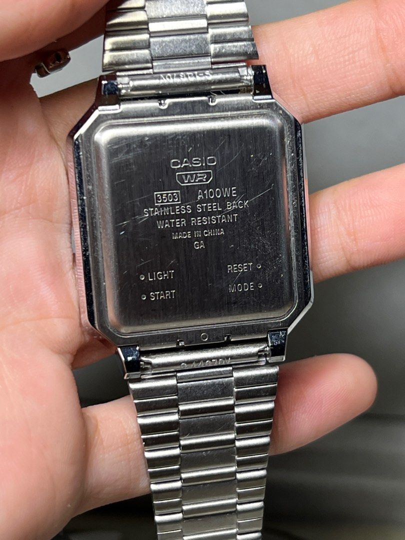 Casio Wr Vintage A100WE (Category: Luxury Watches) located in Cavite. Submitted by aellavier (Listing ID 1391533670, Image 3). Description: 3503 A100WE. 15cm unsure if na-aadjust. preloved vintage .