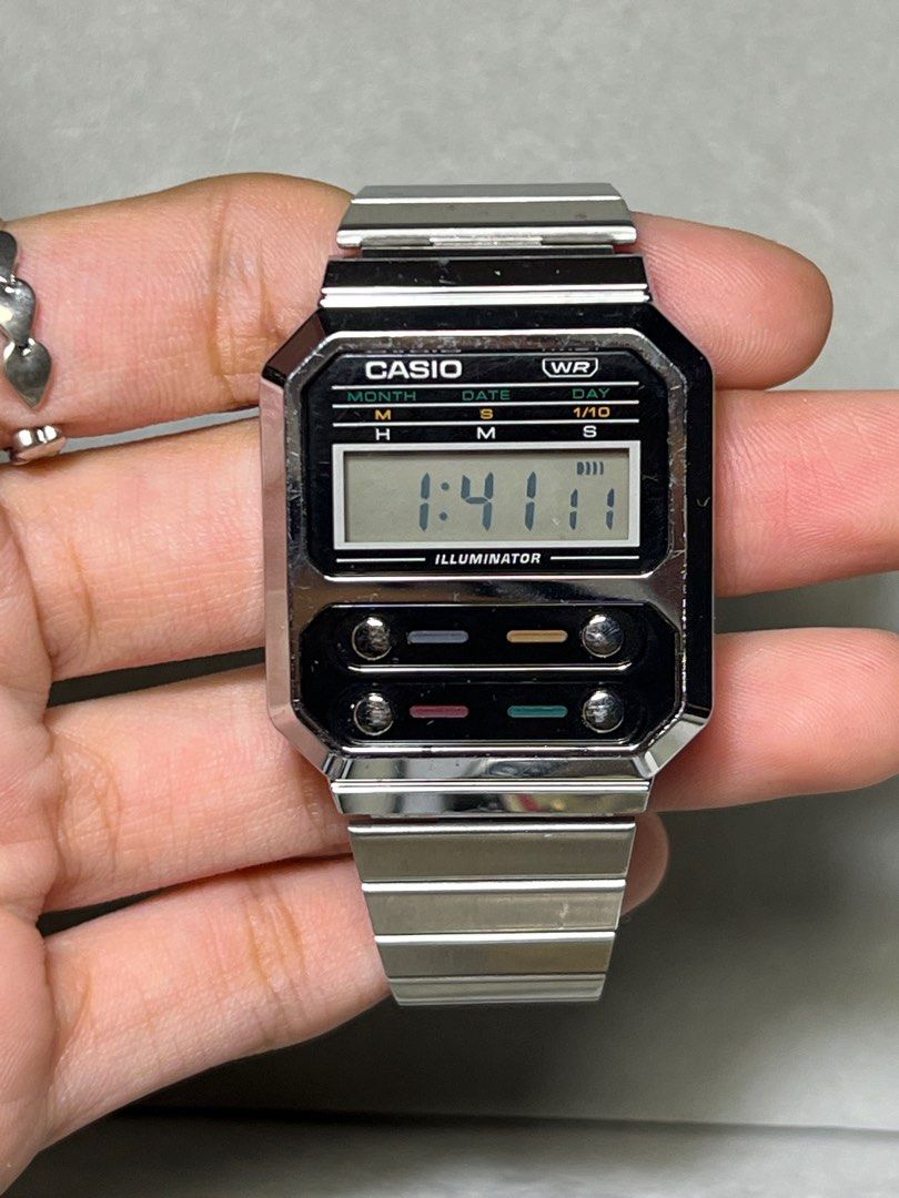 Casio Wr Vintage A100WE (Category: Luxury Watches) located in Cavite. Submitted by aellavier (Listing ID 1391533670, Image 1). Description: 3503 A100WE. 15cm unsure if na-aadjust. preloved vintage .