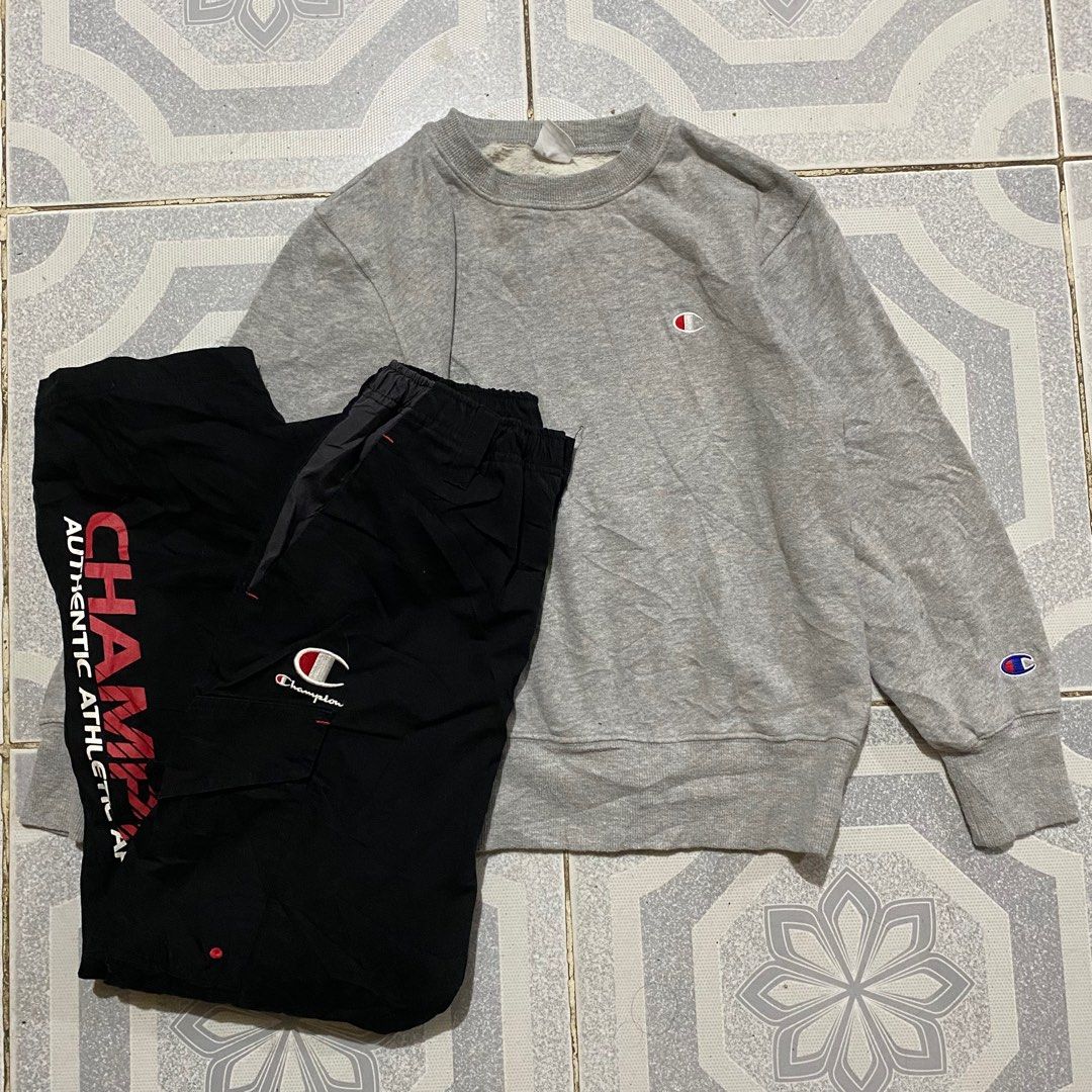 Champion Sweatshirt and Sweatpants (Category: Activewear) located in Taguig. Submitted by askgue (Listing ID 1391458993, Image 1). Description: Pair (Top & Bottom) for only 490 150 on tag. Can fit XS-S Woman size.