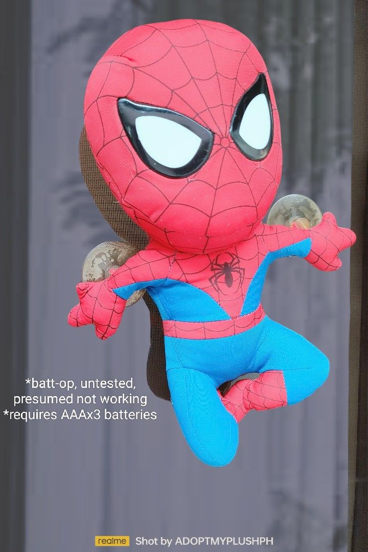Go Glow Pal: Ultimate Spider-man (Category: Plushies & Soft Toys) located in Taguig. Submitted by adopt.my.plush.ph (Listing ID 1391443065, Image 2). Description: Ultimate Spider-man Go Glow Pal from Worlds Apart, 200.00 each This soft plush doubles as a nightlight - press his chest & its eyes *supposed to light up *batt-op, untested, presumed not working *requires AAAx3 batteries 👋 open for takeall 𝄃𝄃𝄂𝄂𝄀𝄁𝄃𝄂𝄂𝄃 marvels avengers dc comic