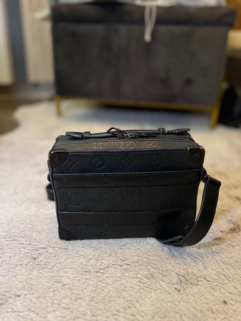 Louis Vuitton Mini Trunk Crossbody Bag (Category: Luxury Bags & Wallets) located in Bacoor. Submitted by facio3 (Listing ID 1391525658, Image 3). Description: For sale or trade! Super sale! LV mini trunk crossbody bag With paper bag and sustbag 66k only! Used! Please check photos.