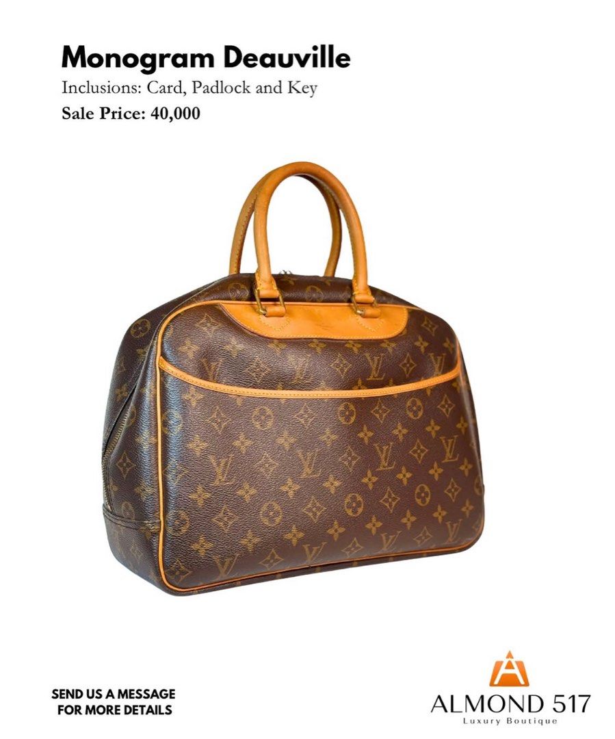 LV Deauville (Category: Luxury Bags & Wallets) located in Taguig. Submitted by gem_almond517 (Listing ID 1391394367, Image 1). Description: Condition: 8.5/ 10 Pre-loved ✅ Credit card accepted | Layaway up to 3 months 📍 Available for viewing at 2nd Floor, Shops at Serendra, BGC ⏰ Open daily from 12NN - 9PM Almond 517 Luxury is not affiliated with the brands mentioned. 📩 DM us for inquiries. #LuxuryForLess #Almond517Luxury.