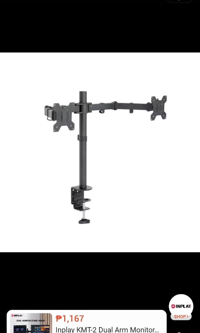 Monitor Arm Or Stand Adjustable (Category: Monitor Screens) located in Calumpit. Submitted by ells25 (Listing ID 1391543811, Image 1). Description: Complete accessories with box pa po Kakabili lang Brand: Inplay Lalamove/J&T Loc: Calumpit Bulacan.