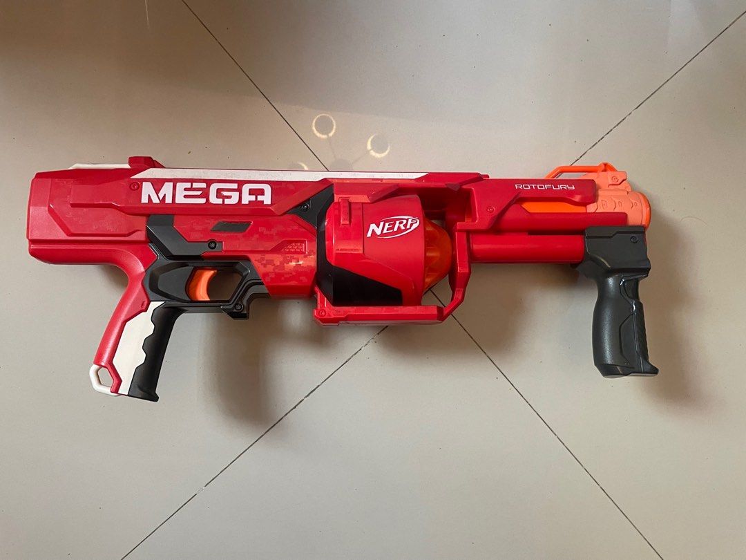 Nerf Mega Rotofury Orange trigger (Category: Action & Battle Toys) located in Manila. Submitted by groundedwhiskey21 (Listing ID 1391448352, Image 1). Description: 100% authentic and tested 100% in good condition 100% working well includes blaster, and 10 mega whistler darts 10 round spring powered pump action single fire with slam fire action collectible item mop: gcash cash maya .