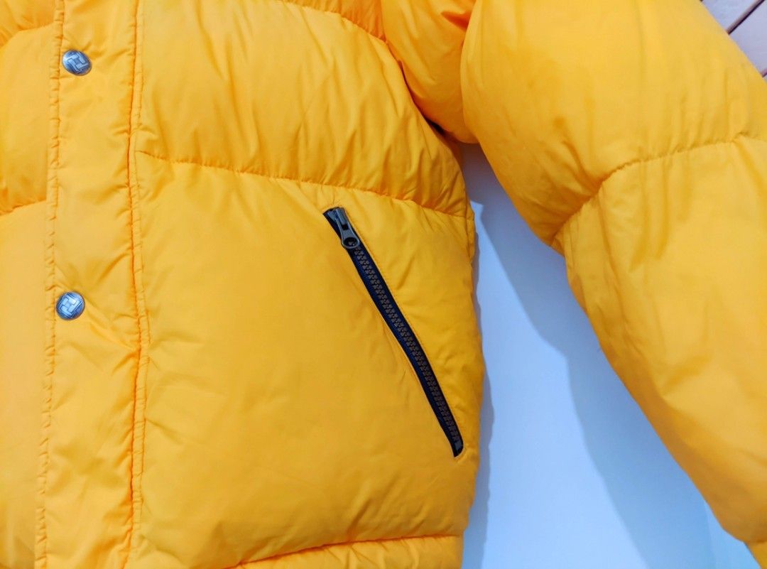 Waterproof Raincoat / Puffer Jacket / Down Jacket / Yellow, Size XS - S (Category: Coats, Jackets and Outerwear) located in Quezon City. Submitted by samotsare (Listing ID 1391474026, Image 3). Description: Puffer / Down Jacket Unisex Mustard yellow , no fading Worn only for this photo listing Size XS - S 20 inches (armpit to armpit) 25 inches (length) Wearer (last photo) is 5 feet tall, slim-bodied Pede rin sa slim guys Pertex fabric YKK zippers