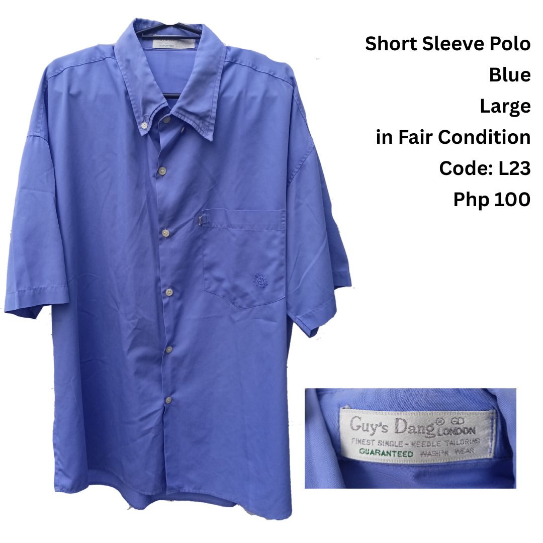 Short Sleeve Shirt Men Large (Category: Tshirts & Polo Shirts ) located in Cagayan de Oro. Submitted by cutxcute (Listing ID 1391441435, Image 3). Description: Men Shirts and Polo Large Please see the image for the details and the price Item + Delivery Fee Delivery via Maxim, LBC, & J&T .