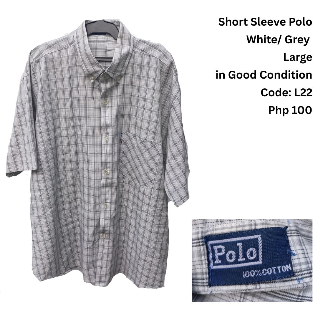 Short Sleeve Shirt Men Large (Category: Tshirts & Polo Shirts ) located in Cagayan de Oro. Submitted by cutxcute (Listing ID 1391441435, Image 2). Description: Men Shirts and Polo Large Please see the image for the details and the price Item + Delivery Fee Delivery via Maxim, LBC, & J&T .
