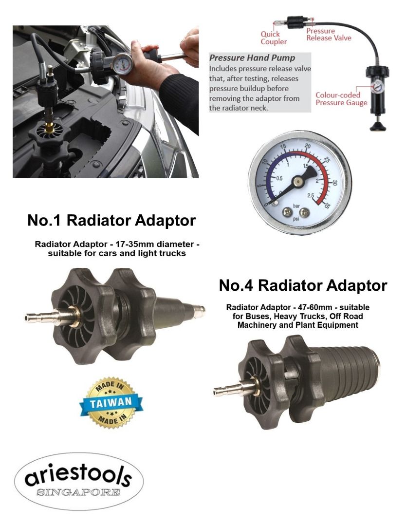 Universal Coolant System Pressure Tester. Universal Radiator Test Kit ...