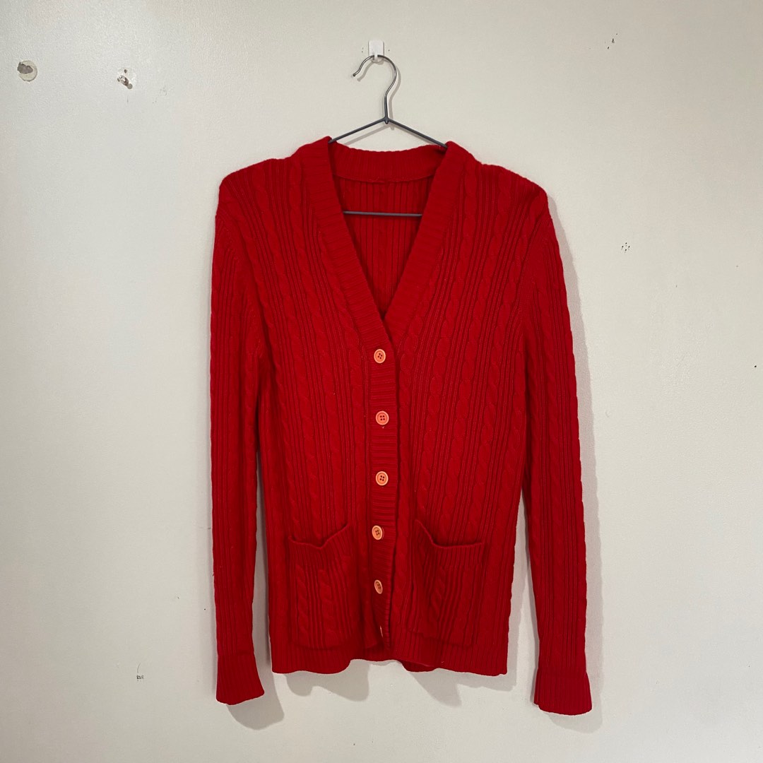 Slfcarly Ls Knit Cardigan Equestrian Red