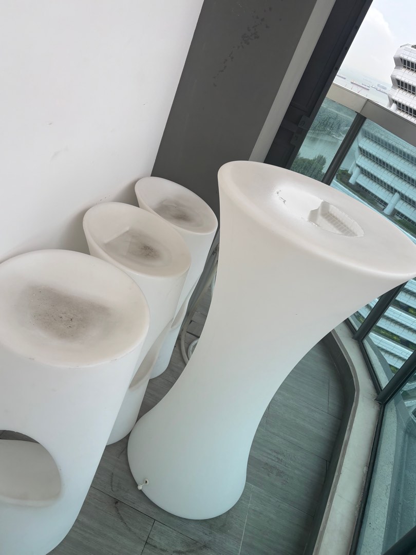White LED Bar Stools - Set of 4, Furniture & Home Living, Furniture ...