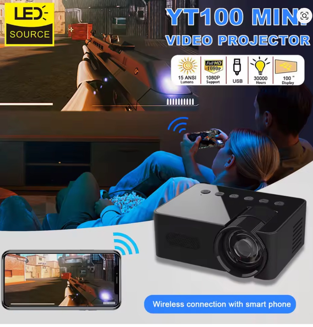 YT100 Mini Android Wifi Smart Portable Projector 1080P Full HD Office ...