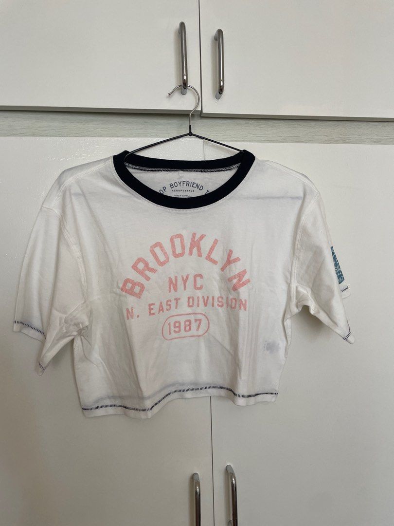 Aéropostale Brooklyn 1987 Graphic Cropped Tee (Category: Shirts) located in Pasig City. Submitted by restyle_collection (Listing ID 1391669260, Image 2). Description: This was purchased in the United States for $26.95..