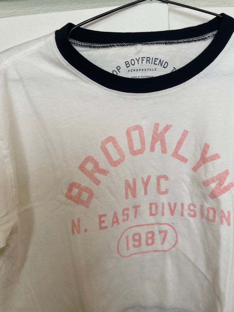 Aéropostale Brooklyn 1987 Graphic Cropped Tee (Category: Shirts) located in Pasig City. Submitted by restyle_collection (Listing ID 1391669260, Image 1). Description: This was purchased in the United States for $26.95..