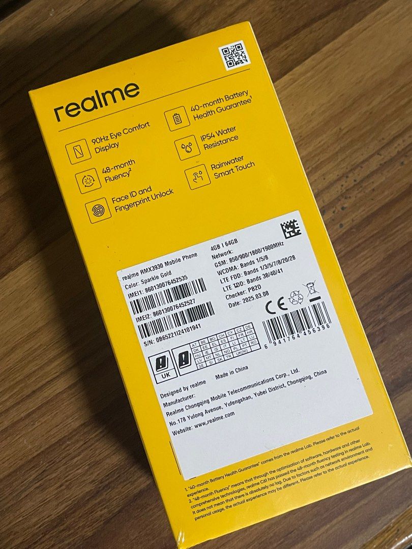 C61 REALME 4GB/64GB (Category: Realme) located in Caloocan City. Submitted by tylean (Listing ID 1391584736, Image 2). Description: BRAND NEW SEALED SPARKLE GOLD COLOR 4GB | 64GB.