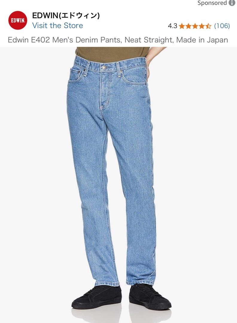 EDWIN 402 Men’s denim pants (Category: Jeans) located in General Santos City (Dadiangas). Submitted by curatedstuffs101 (Listing ID 1391578580, Image 2). Description: Excellent No flaws Color rate:10/10 Size:32 on tag Light blue in color Pls.refer to the photos for the actual measurements.