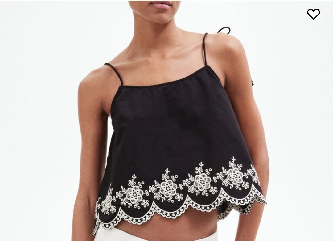 [H&M] Embroidered tie-strap top (XS) (Category: Blouses) located in Cebu City. Submitted by touchmee (Listing ID 1391675878, Image 3). Description: Never used, with tag No refund or exchange.