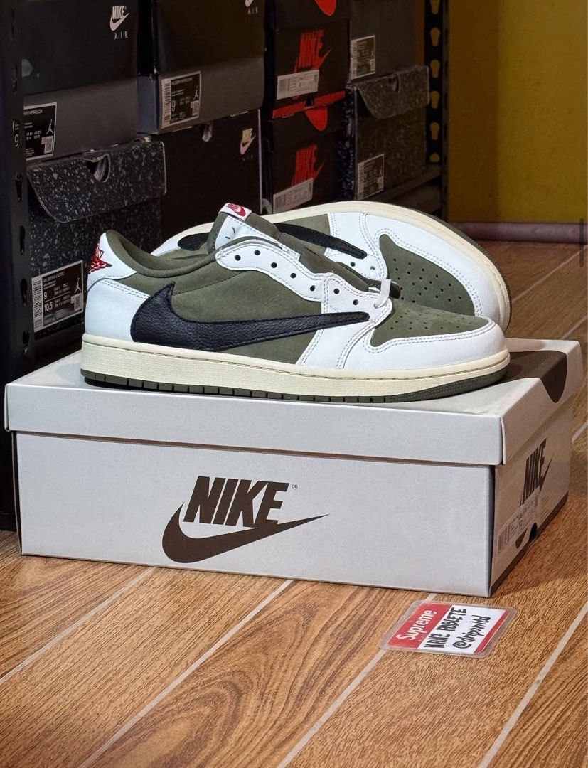 Jordan 1 Low OG Travis Scott Medium Olive (Category: Sneakers) located in Mandaluyong City. Submitted by dripunltd (Listing ID 1391593749, Image 1). Description: Jordan 1 Low OG Travis Scott Medium Olive Size 10 Brand New 28,999.