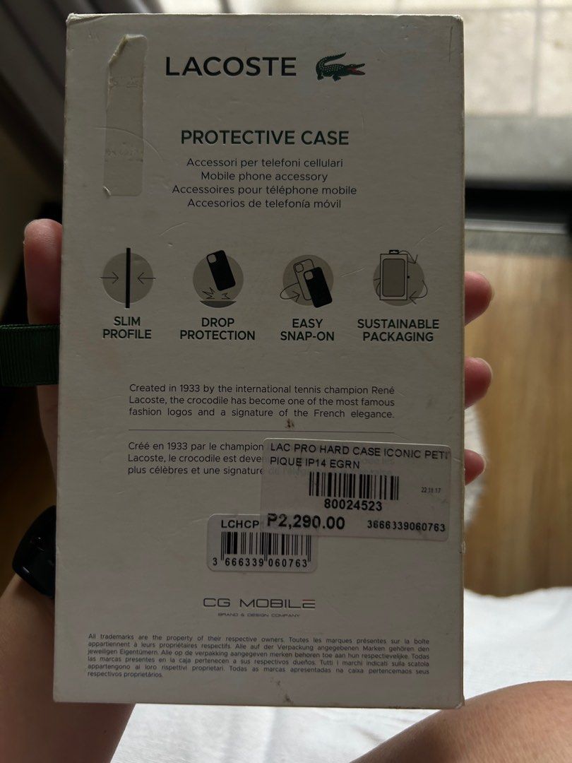 Lacoste iphone case (Category: Cases & Sleeves) located in Taguig. Submitted by uniquefindsmnl (Listing ID 1391622767, Image 2). Description: Fir 13/14/15.