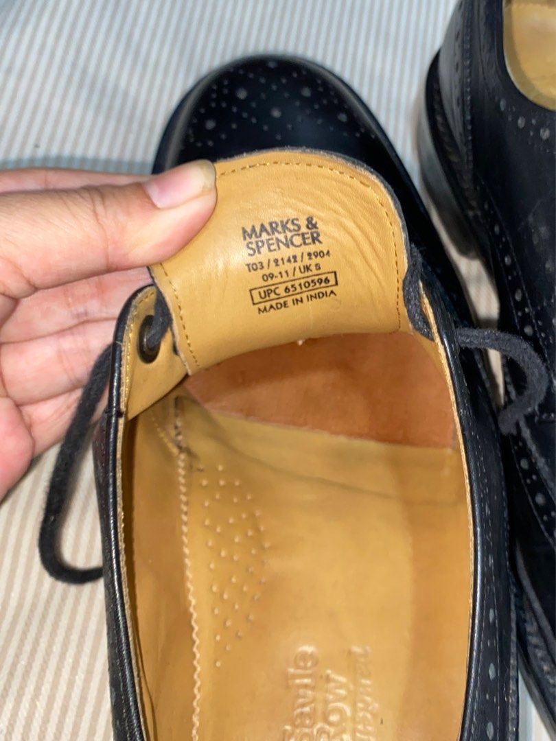 Marks & Spencer Black Leather Brogues (UK 9-11) (Category: Casual Shoes) located in Tangalan. Submitted by shopnook (Listing ID 1390446775, Image 3). Description: ✅ Authentic Marks & Spencer ✅ Classic black leather brogue shoes ✅ With wingtip & perforated detailing ✅ Size: UK 9–11 (Made in India) ✅ Model code: T03/2142/2904 | UPC: 6510596 ✅ Elegant & versatile – perfect for formal or smart casual wear ✅ Pre-loved, in good condition 💼 Comfortable