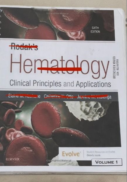 Medtech Rodaks Hematology 6th Edition (Category: Textbooks) located in Iloilo. Submitted by fmmchr (Listing ID 1391596515, Image 1). Description: Rodaak's Hematology 6th Edition - Little to no writings and highlights inside - Two Volumes (279 each, 549 if both) - Coil Ringbind Notebook Size - Price is negotiable if buying 3-5 books .