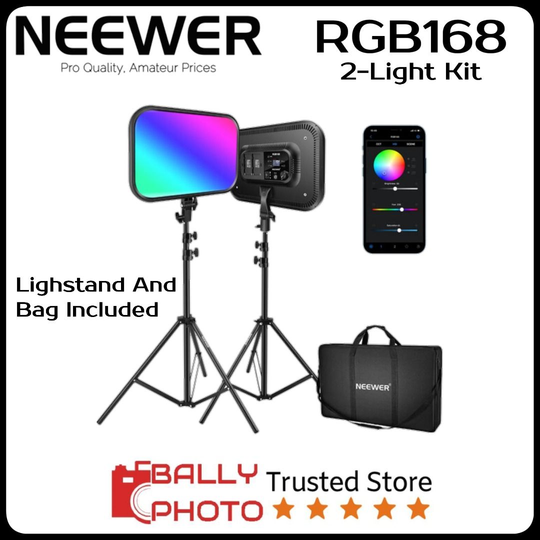 Neewer RGB168 LED Light Panel (Black, 2-Light Kit), Photography ...