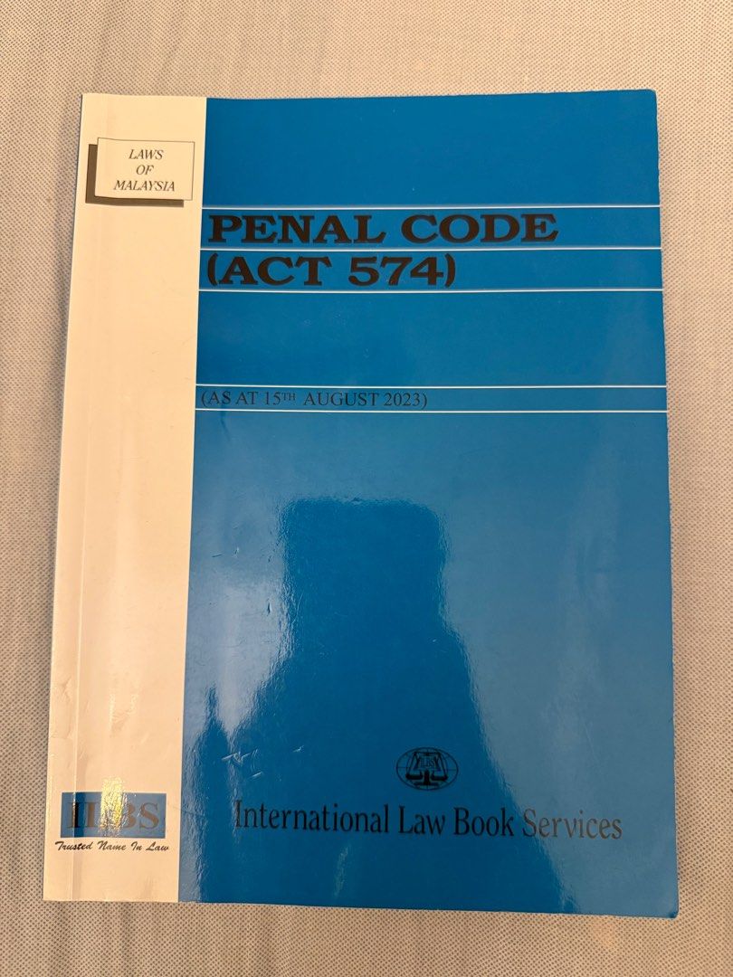 Penal Code Act (Category: Textbooks) located in Kuala Lumpur. Submitted by nurcattt (Listing ID 1391728698, Image 1). Description: RM18 including postage. If nak pick up pun can 🤍 .