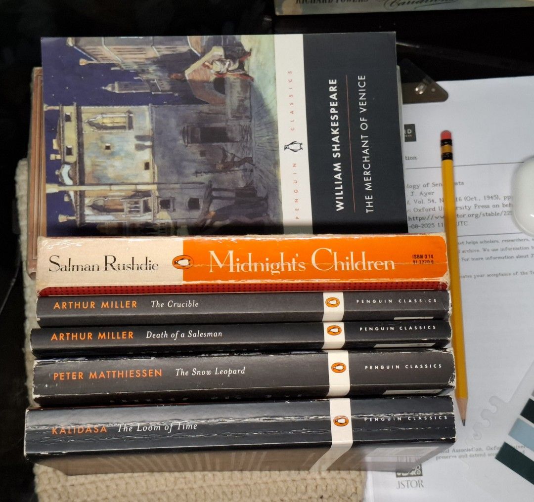 Penguin Classics Books (Category: Storybooks) located in Manila. Submitted by tqilamckngbrd (Listing ID 1391567046, Image 1). Description: Preloved Paperbacks [SOLD] The Merchant of Venice - 149 Midnight's Children - 299 [SOLD] The Crucible - 149 [SOLD] The Death of a Salesman - 199 [SOLD] The Snow Leopard - 249 [SOLD] The Loom of Time - 199 MOD: J&T/Lalamove (Manila NCR) MOP: GCash Shipping covered by buyer..