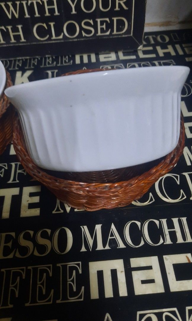 Ramekins with rattan basket 5.5x2"/pc (Category: Bakeware) located in Manila. Submitted by luckycharm_215 (Listing ID 1391693103, Image 2). Description: price per pc or take all for less.