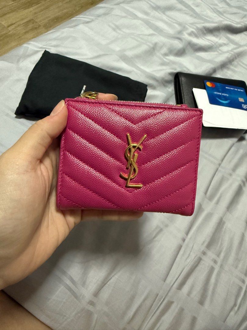 Red Ysl Wallet Womens Saint Laurent YSL Classic Monogram Cassandre