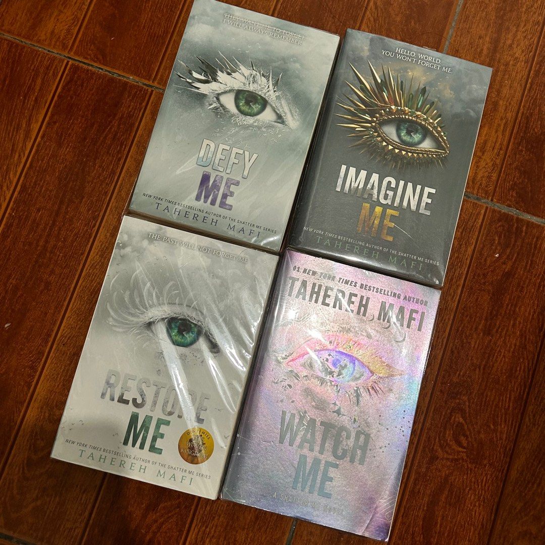 Shatter me series set (Category: Storybooks) located in Manila. Submitted by itsurbaeach (Listing ID 1391647672, Image 1). Description: - watch me, defy me, imagine me SOLD - still in white loc: UST .