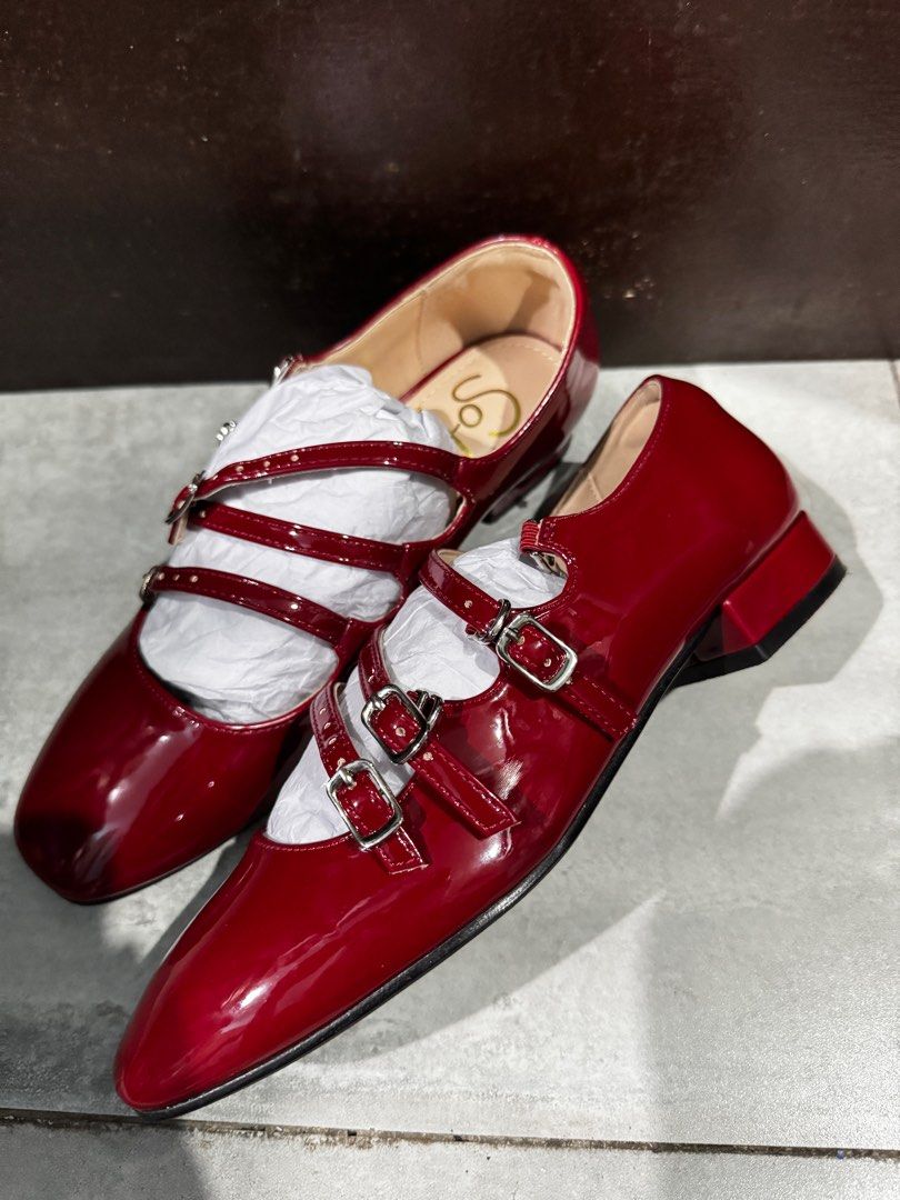 Sofab Alaya Mary Janes (Category: Flats & Sandals) located in Bulacan. Submitted by cheeryfatima (Listing ID 1391669375, Image 2). Description: - Synthetic patent leather - Synthetic lining - Triple strap - Hook and buckle fastening - Round toe - 0.8" heel - No box, but there's a dust bag - Once wear Original price: PHP 1,299.00 Selling price: PHP 900.00 If you have questions, kindly send me a message! Thank you..