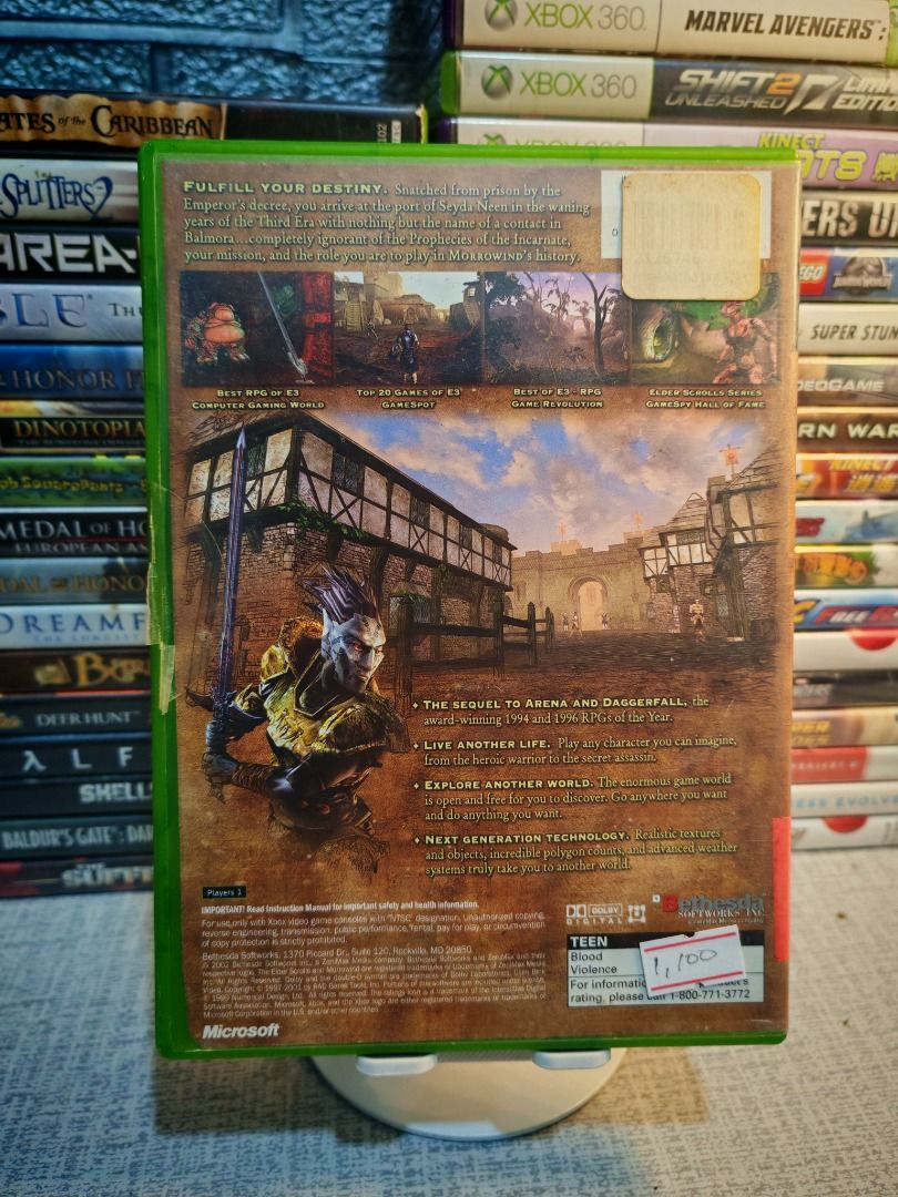 THE ELDER SCROLLS 3 MORROWIND XBOX (Category: Xbox) located in Santa Rosa. Submitted by tristanmunoz (Listing ID 1391564605, Image 2). Description: FOR SALE!!! Php 1,100 THE ELDER SCROLLS 3 MORROWIND XBOX BETHESDA NTSC CIB 100% Authentic Tested working condition Can do video calls Warranty: 24 hours testing warranty, will do change/return if item are proven damaged (will be void if defect is caused by accident, misuse, negligence, including tampe