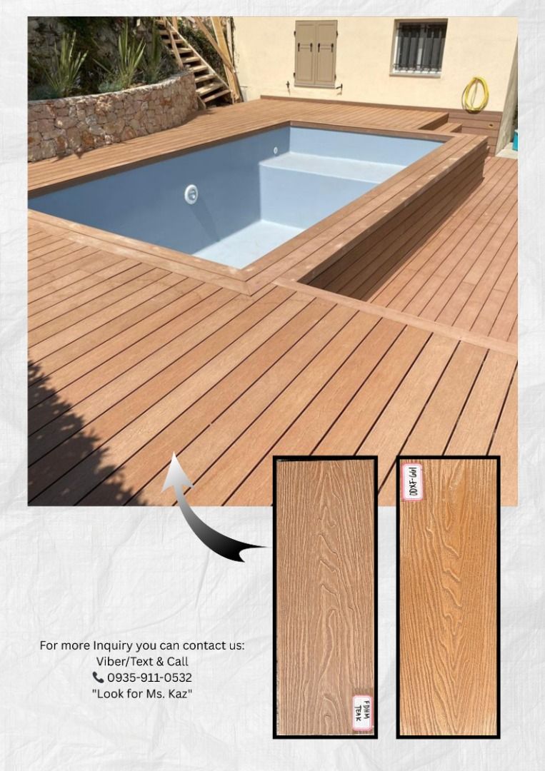 Wood Plastic Composite for Floor Deckings (Category: Construction & Building Materials) located in Caloocan City. Submitted by kazandra_rivera-37346 (Listing ID 1391561291, Image 1). Description: ✅ Elevate Your Space with Premium Floor Decking Solutions! ✨ Stylish • Durable • Low-Maintenance Transform your outdoor and indoor areas with our top-quality floor decking options, designed to withstand the diverse climate of the Philippines while adding