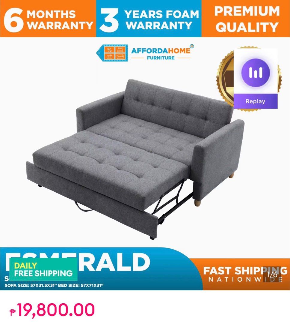 2 Seater Sofa Bed (Category: Sofas) located in Pasig City. Submitted by paaatch (Listing ID 1413007279, Image 3). Description: 2 seater sofa bed Used but nit abused Php 16,000 only Rfs: declutter.