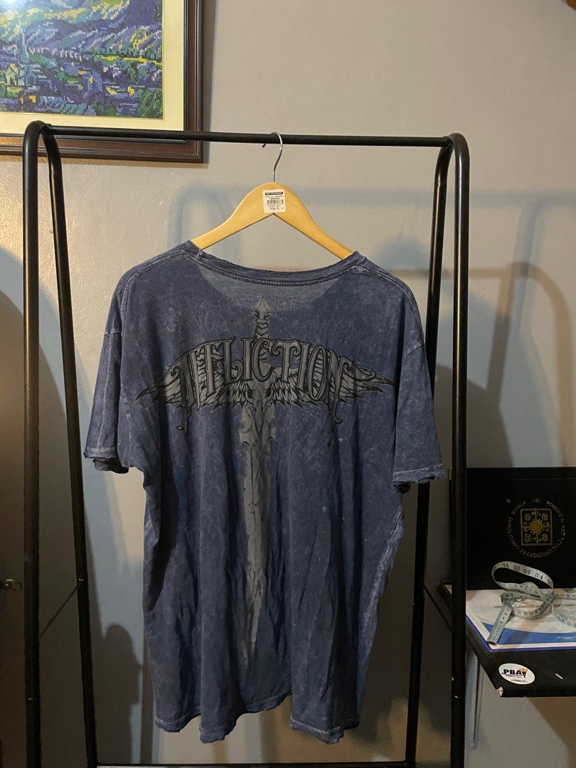 Affliction Graphic Tee - Large (Category: Tshirts & Polo Shirts ) located in Manila. Submitted by threadsvault__ (Listing ID 1412946895, Image 3). Description: - Affliction graphic tee - Dark blue wash - Size: Large - 100% cotton - Made in USA - 23x28.