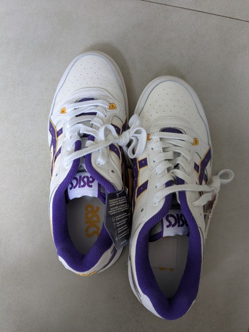 Asics EX89 leather sneakers - EU 40.5 (Category: Sneakers) located in Singapore. Submitted by eggplantwindchime (Listing ID 1412875293, Image 2). Description: A brand new, authentic pair of Asics EX89 in the 'Lakers' colourway. EU 40.5/US 7.5. Unworn and comes with the original box. This size is sold out on most official sites. https://www.asics.com/us/en-us/ex89/p/ANA_1201A476-102.html.