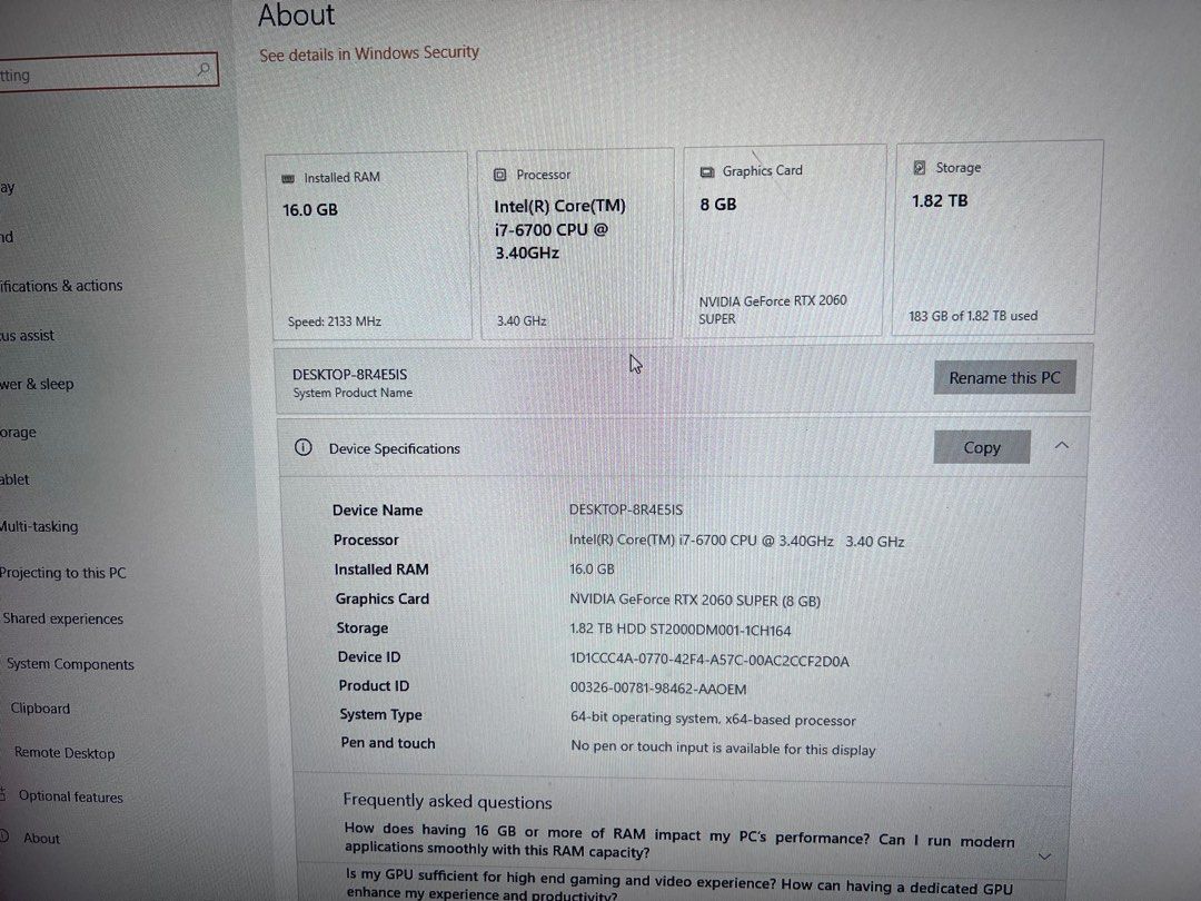 Custom Gaming PC RTX206065605963225347111