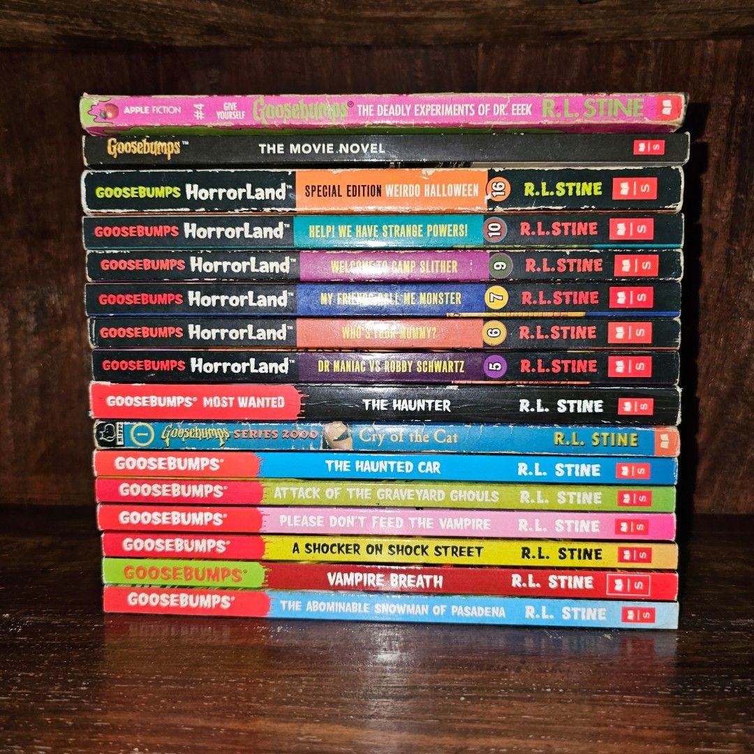 Goosebumps Books (Category: Storybooks) located in Manila. Submitted by chinobi405 (Listing ID 1413010814, Image 1). Description: WTS Onhand Selling as set only (2400) All UK version except Give Yourself Goosebumps Slightly negotiable Meetup / Lalamove only. PM me for more info..