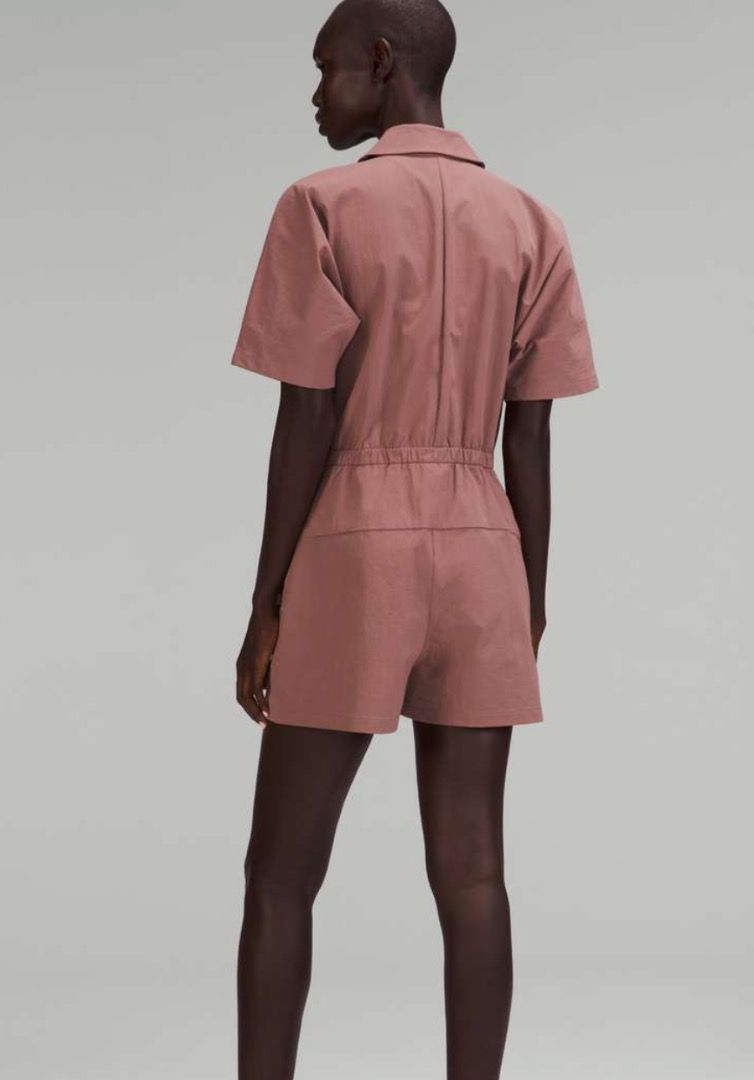 Lululemon lab Zip-Front Collared Romper US SIZE 14 (pink/purple) (Category: Activewear) located in Mandaluyong City. Submitted by prelovedmj_ (Listing ID 1412921582, Image 2). Description: RFS: not my style bought in VANCOUVER, CANADA LULULEMON LAB LINE AMAZING CONDITION -- Lululemon lab Zip-Front Collared Romper Days made easy. Constructed from textured, water-resistant fabric, this relaxed-fitting romper holds its shape long after your day begi