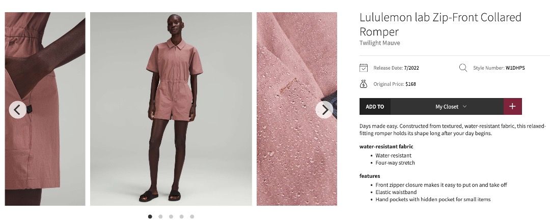 Lululemon lab Zip-Front Collared Romper US SIZE 14 (pink/purple) (Category: Activewear) located in Mandaluyong City. Submitted by prelovedmj_ (Listing ID 1412921582, Image 3). Description: RFS: not my style bought in VANCOUVER, CANADA LULULEMON LAB LINE AMAZING CONDITION -- Lululemon lab Zip-Front Collared Romper Days made easy. Constructed from textured, water-resistant fabric, this relaxed-fitting romper holds its shape long after your day begi