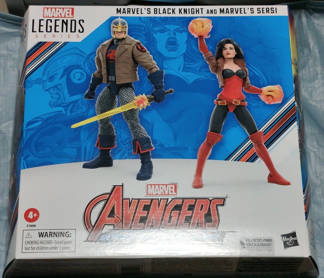 Marvel Legends Avengers Black Knight & Sersi (Category: Figurines & Statues) located in Navotas City. Submitted by jayveee.anipul (Listing ID 1412971103, Image 1). Description: - Marvel Legends Black Knight & Sersi action figure set. - Features figures in their classic Avengers costumes. - Includes all figures and accessories shown. - Recommended for ages 4 and up. - Comes in plastic-free packaging..
