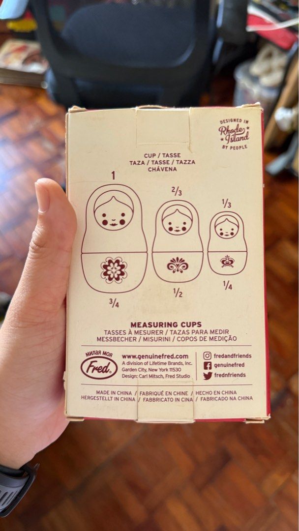 Measuring Cups (Category: Other Kitchenware & Tableware) located in Las Pinas. Submitted by ashadc (Listing ID 1412936614, Image 2). Description: Genuine Fred Measuring Cups - Never been used - Box is a little scuffed - Cute for gifting to your quirky friend who loves to cook or bake..