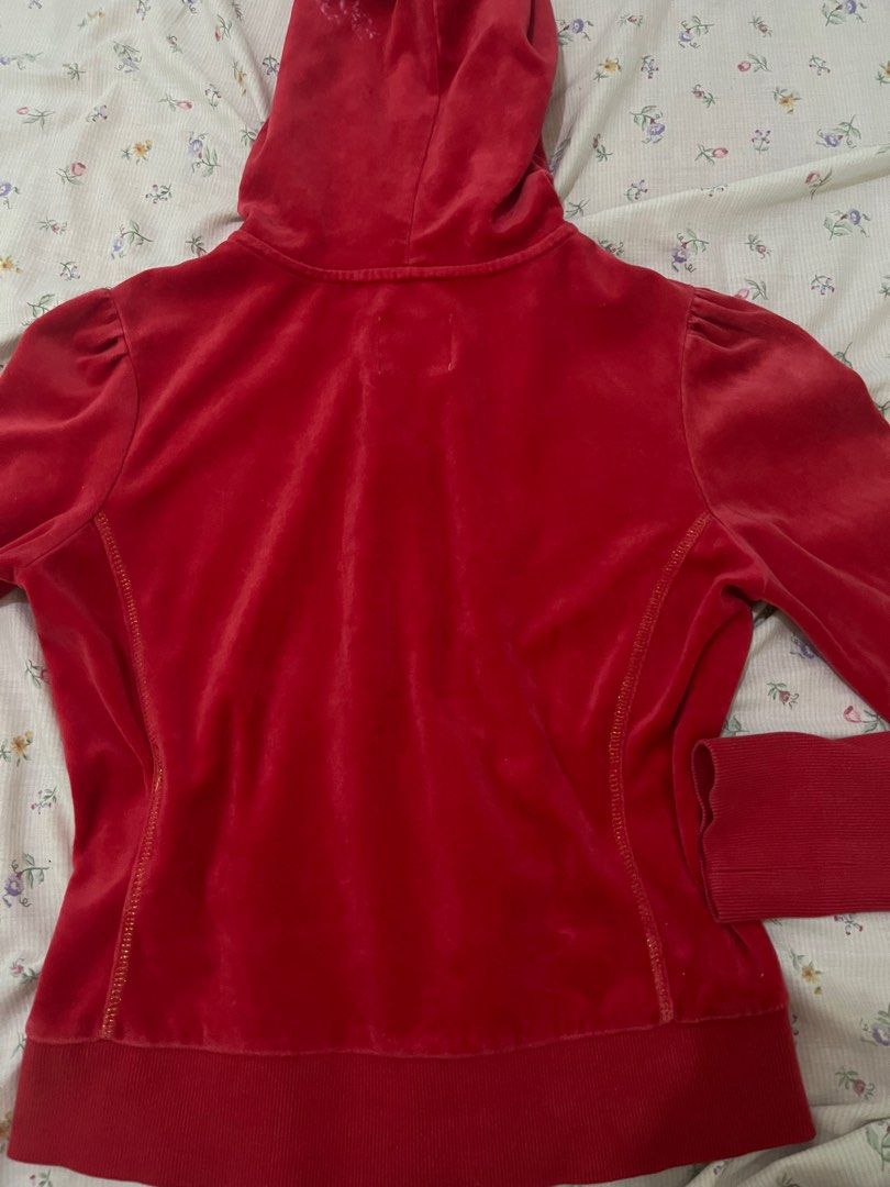 South Pole beautiful red 2000s velvet jacket (Category: Coats, Jackets and Outerwear) located in Subic. Submitted by p0rcelain (Listing ID 1412991813, Image 3). Description: Sizing🪽 Outer Shoulder length 62 cm Inner shoulder length 42cm Jacket length without the hood 54 cm Width 41cm XS - S Quality is superb Zipper is working perfectly flaw can be seen in the hood area Comfortable and soft to wear Juicy couture dupe Almost didn’t want to sell th
